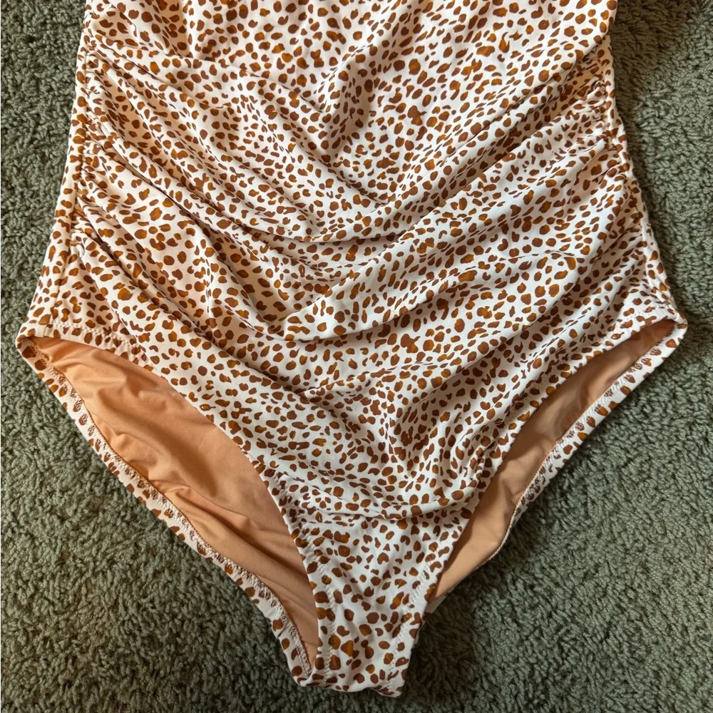 J. crew one shoulder leopard animal print swim suit ONE PIECE - Picture 4 of 9
